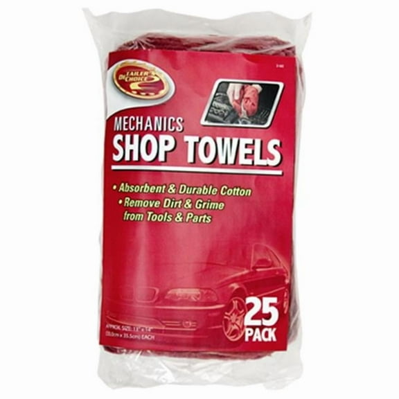 Clean Rite 3-542 Red Cotton Shop Towel - 25 Pack
