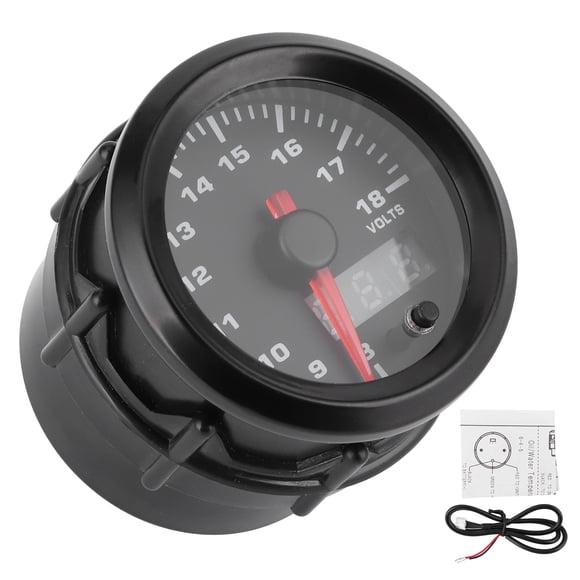 Car Voltmeter Gauge, Universal 12V Digital Voltmeter LED Display Digital Volt Meter Car Voltmeter Vehicle Voltage Gauge 52mm/2in 7 Colors For 12V Racing Car