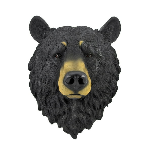 Large 16 Inch Big Black Bear Head Bust Realistic Poly-Resin Wall Hanging Statue