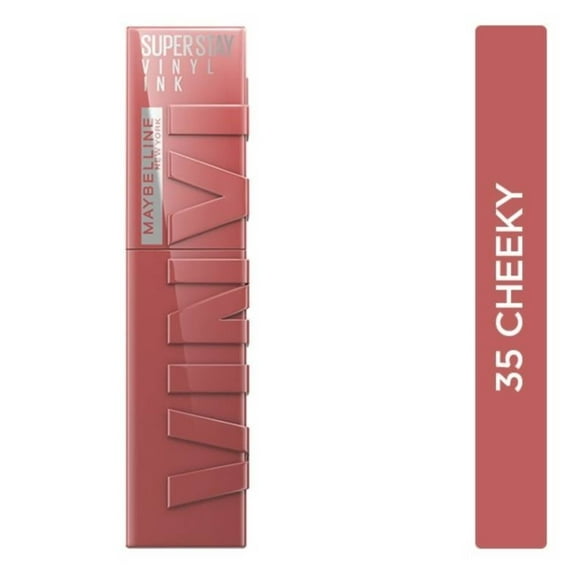 Labial líquido brillante de larga duración, Maybelline Superstay Vinyl Ink tono Cheeky 35, 4.2ml