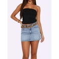 thumbnail image 5 of Womens Vintage Slim Fit Denim Mini Skirt Fashion Casual High Waist A Line Stretch Jeans Skirt Light Blue S, 5 of 7