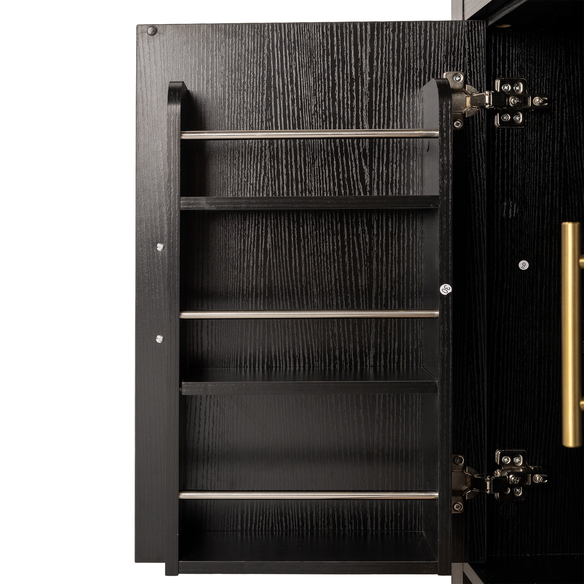 PORKISS Arched Kitchen Pantry Storage Cabinet, 71" Tall Wood Pantry Shelves with 4 Doors, 1 Large Drawer, Adjustable Shelves for Dining Room Living Room, Black