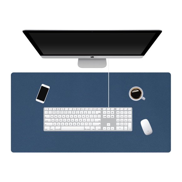 Dual Sided Leather Desk Pad, Desk Protector Cover With Non Slip Feature, Suitable For Office Waterproof Desk Mat And Large Desk Blotter, Easy To Carry Roll-Up Design, Dark Blue