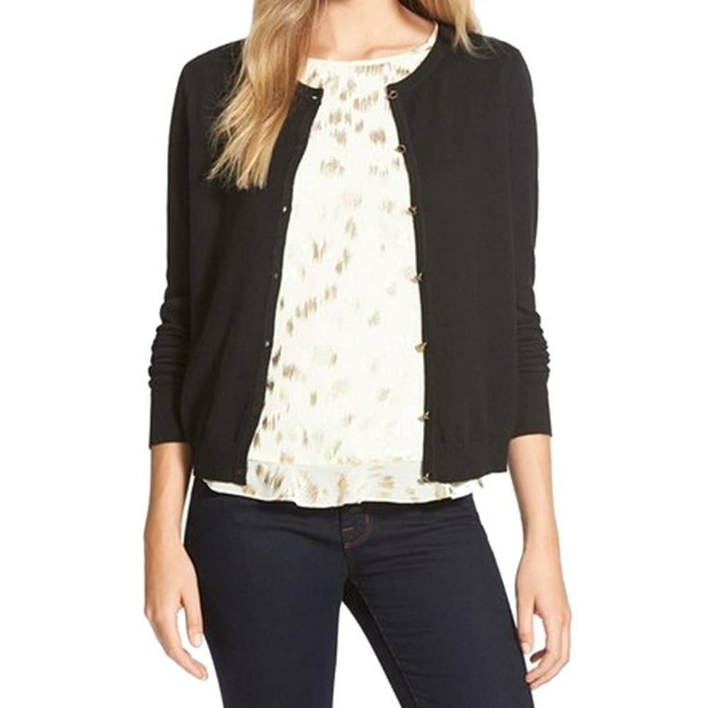 CeCe CeCe NEW Black Women's Size Medium M Button Down Cardigan