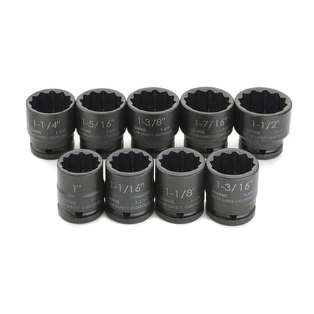 

3/4 Drive 1-3/16 to 2-3/8 12Pt Shallow SUPERTORQUE™ Impact Socket Set 17pcs On Clip Rail. Black Industrial Finish Sockets For Impact Use. Williams®JHW38926