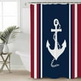 thumbnail image 2 of 72x78 Inch Shower Curtain Navy Blue Red Stripe Bathroom Decor Waterproof Fabric Bathtub Bath Curtains Decorative Coastal Nautical Anchor Farmhouse Extra Long Shower Curtain Set with Hooks, 2 of 6