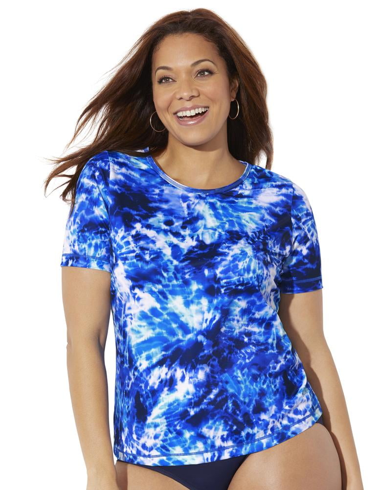 Swimsuitsforall - Swimsuits For All Women's Plus Size Chlorine Resistant Swim Tee 18 Tie Dye 