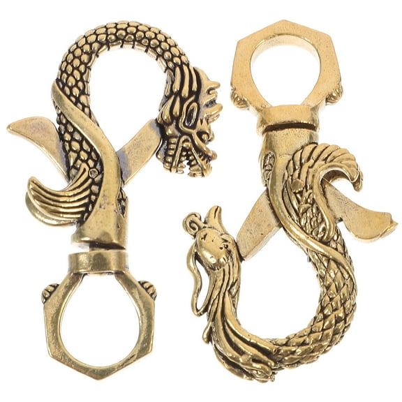 GOOHOCHY 2Pcs Golden Metal Keychain Charms with Dragon Design for Couples Daily Use and present Giving