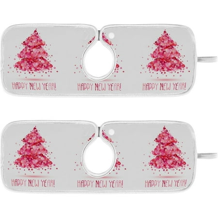 

Watercolor Pink Christmas Tree Kitchen Sink Splash Guard 2 Packs Faucet Absorbent Mats Happy New Year Faucet Handle Drip Catcher Quickly Drying Mat for Kitchen Counter Bathroom 30*5.5in