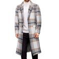 thumbnail image 2 of DPTALR George Men's Long Wool Plaid Trench Coat,Casual Lapel,Winter Coat with Pockets,Gray,Big and Tall Men M, 2 of 9