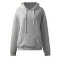 thumbnail image 3 of Essentials Hoodies for Women 2025 Waffle Knit Long Sleeve Plain Hoodie with Pockets Hooded Sweatshirt Women Pullover, 3 of 6