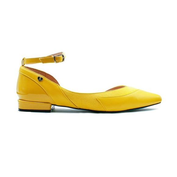 Balerina Flat PIKIKI Amarillo en Combinación Piel y Charol 4071 26.5