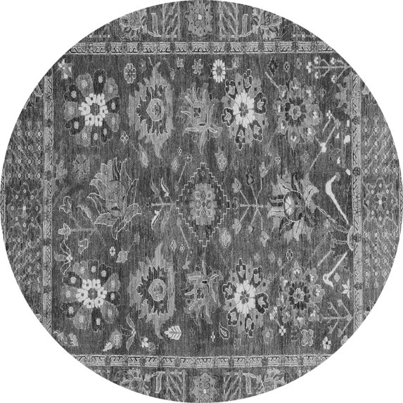Ahgly Company Indoor Round Oriental Gray Traditional Area Rugs, 3' Round