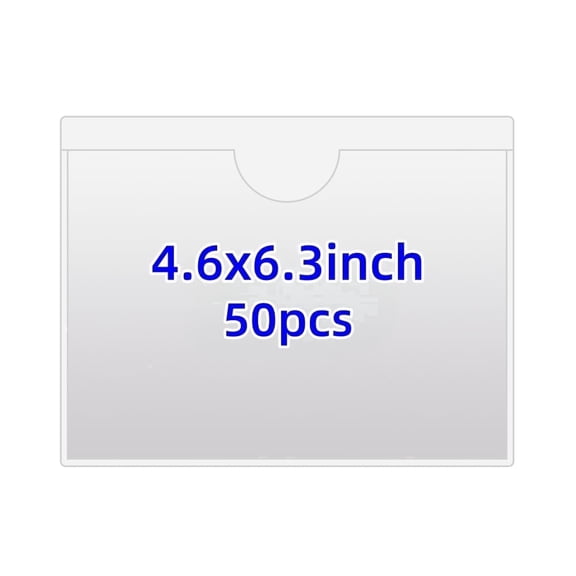 Storage Bin Labels, 4x6 Clear Adhesive Index Card Holders for Packing, Moving Boxes, and Containers, 50 Pcs