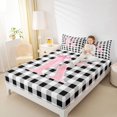 thumbnail image 3 of Manfei Simple Square Checkered Queen Sheets,Personalized Letter K Gifts Queen Sheet Sets,4pcs,1 Flat Sheet,1 Fitted Sheet and 2 Pillowcases, 3 of 6
