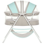 Dream On Me Karley Bassinet in Blue and Grey, Quick Fold and Easy to Carry, Large Storage Basket