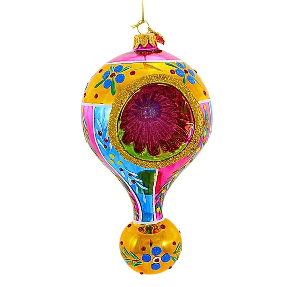 Huras Family 7.00In Merry & Bright Wollerton Rose, Glass, Teardrop Reflector Ornament Hf003mb