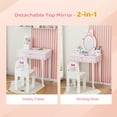 thumbnail image 4 of Ktaxon Kids' Wooden Vanity Table and Stool Set with Toy Vanity Accessories, Princess Makeup Dressing Table,Children's Furniture, Girls Gift, White, 4 of 11