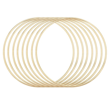 Uxcell 8Pcs Dream Catcher Rings, 5.1" Metal Hoops for Crafts Wreath Hoop Rings for Wall Hanging Crafts Home Decorations DIY Wedding Wreath Decor, Gold 4.9"