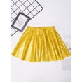 thumbnail image 4 of MSemis Kids Girls Metallic A-Line Mini Flared Pleated Skirt Hip Hop Dance Party Skirt for Girls Gold M, 4 of 7