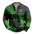 thumbnail image 5 of Penkiiy St Patricks Day Shamrock Patch Chest Print 1/4 Zip Sweatshirt S Green, 5 of 5