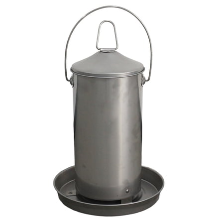 Automatic Chicken Waterer, 4L / 1 Gallon Capacity – 304 Stainless Steel Poultry Fountain with Cone Top – Metal Water Dispenser for Chickens, Ducks, Hens, and Backyard Flocks