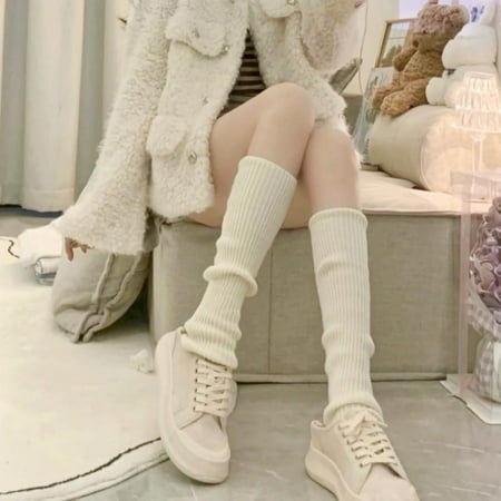 

JOYLA Winter Leg Warmers Fluffy Goth Gyaru Y2k Accessories Gothic Lolita Knit Socks Women Legs Warm Ladi Sock Gothic Style Legging