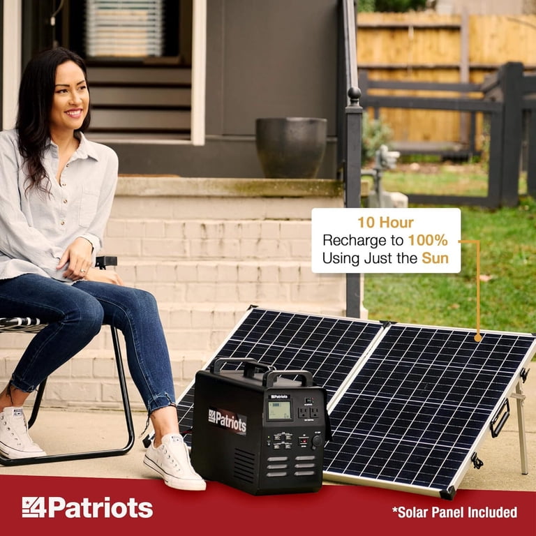 Patriot Power Generator - Fume-FREE, Silent & Safe Lithium-Iron-Phosphate  Battery - 100-Watt Solar Panel Included- Reliable Power Source During An ...