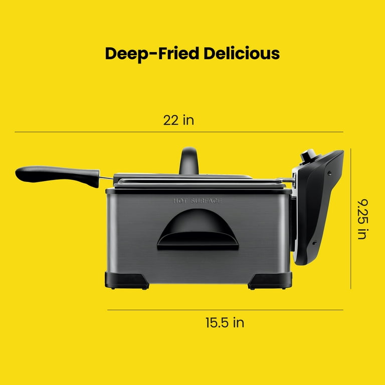 Chefman Stainless Steel Deep Fryer, XL 4.5 Liter Capacity, Adjustable  Temperature & Timer, Black 