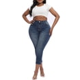 thumbnail image 6 of Gocolloa Womens Plus Size Capri Jeans Stretchy High Waisted Skinny Denim Capris Pants Royal Blue 22W, 6 of 6