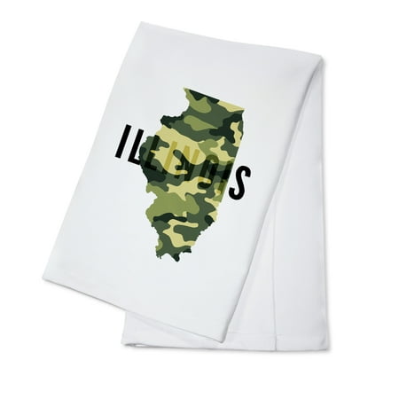 Como Kitchen - Illinois - Camo State - Green - Lantern Press Poster (100% Cotton Kitchen Towel)