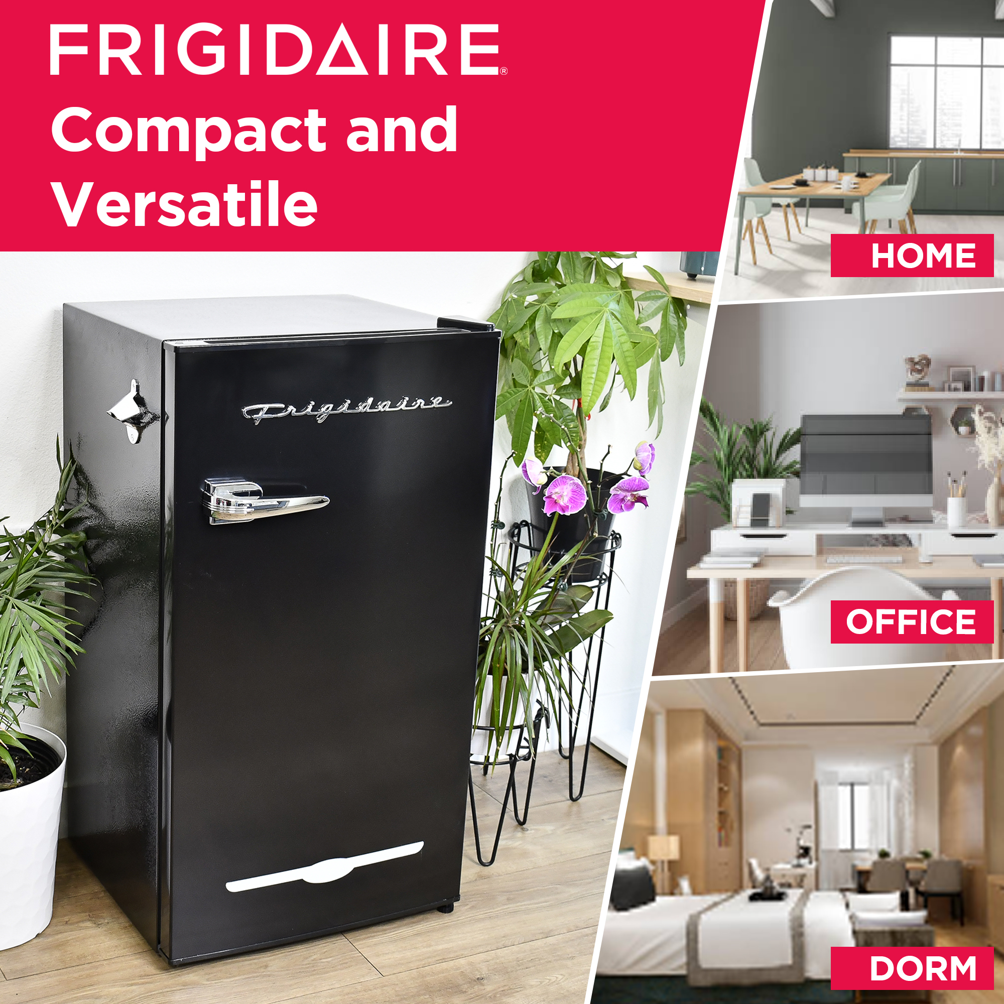 Frigidaire 3.2 Cu. ft. Retro Compact Refrigerator with Side Bottle Opener EFR376, Black