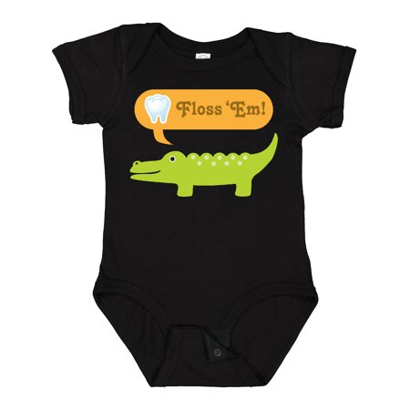 

Inktastic Funny Alligator Floss Em Tooth Gift Baby Boy or Baby Girl Bodysuit