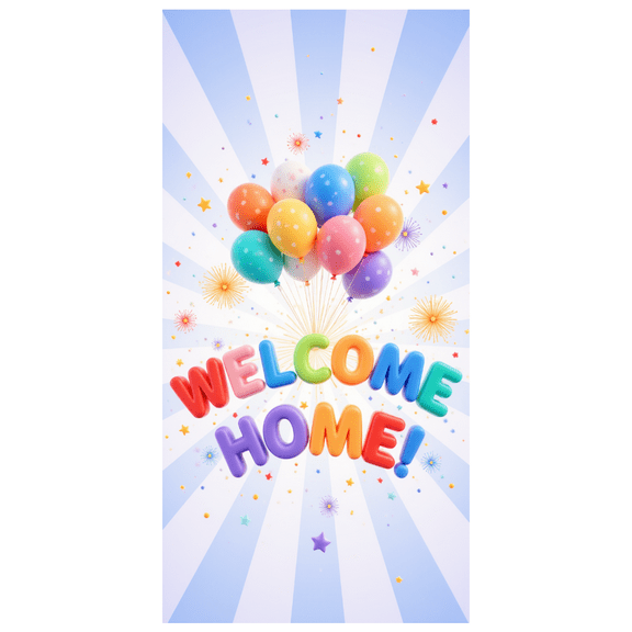 Balloon Design Welcome Home Welcome Banner Colorful Patterns Welcome Sign for Indoor Celebration Party Decoration Homecoming Event
