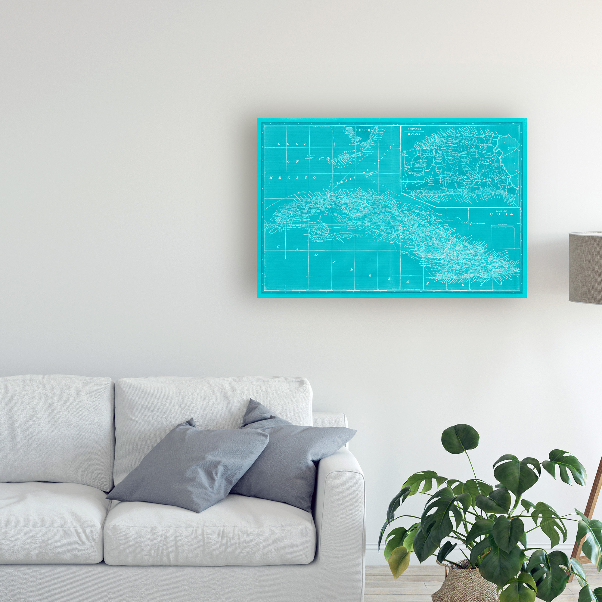 Trademark Fine Art 'Map of Cuba in Aqua' Canvas Art by Vision Studio