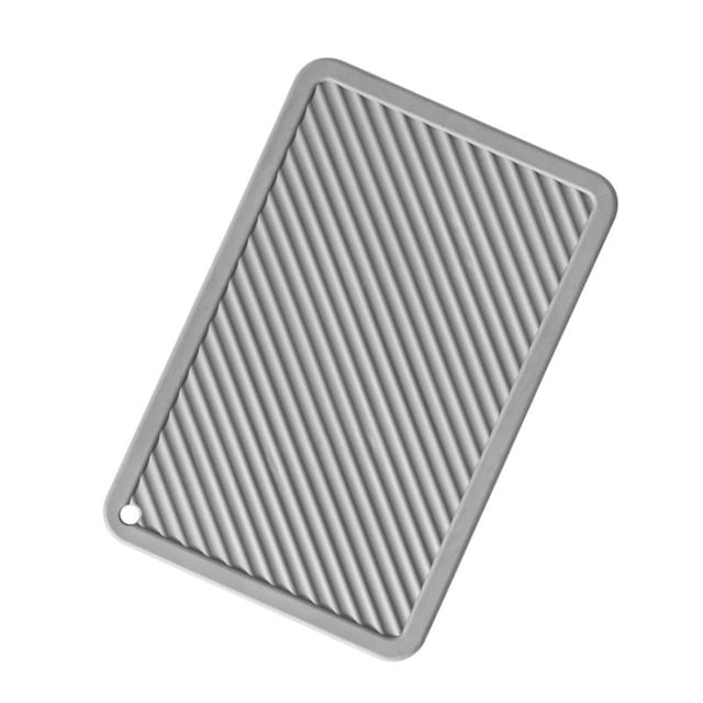 Nvzi Mantel de silicona, salvamanteles multiusos para ollas calientes,agarraderas de silicona para ollas de encimera, mantel de mesa (8,7" x 5,7"), paquete de 4, rectangular (gris claro)