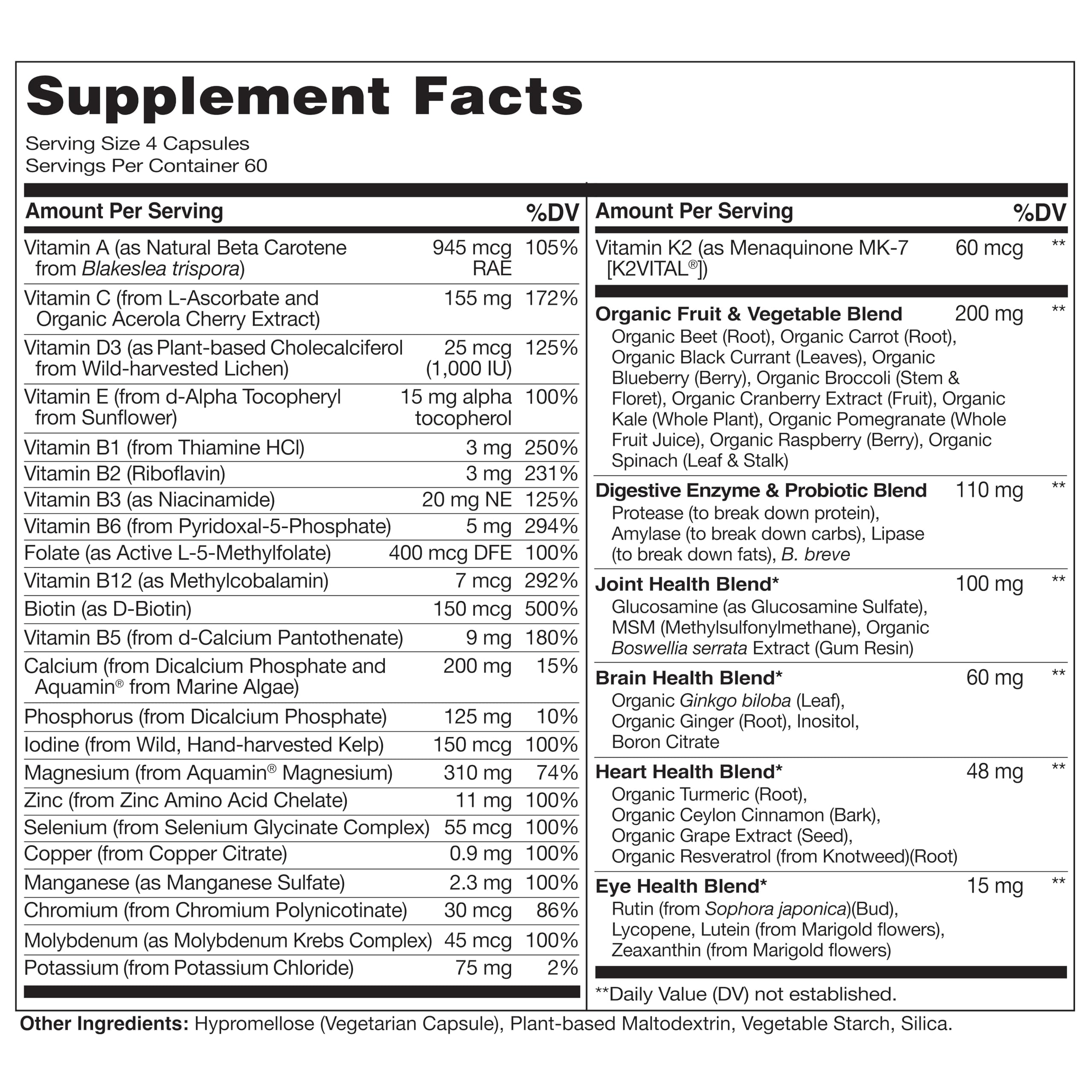 NATURELO Whole Food Multivitamin for Women 50+ (Iron Free) with Vitamins, Minerals, & Organic Extracts - Supplement for Post Menopausal Women Over 50 - No GMO - 240 Vegan Capsules
