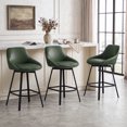 thumbnail image 6 of ONEVOG 25.6" Swivel Bar Stools Set of 2,Faux Leather Upholstered Counter Stools with Full Back,Modern Counter Height Bar Stools with Black Metal Legs,Green, 6 of 12