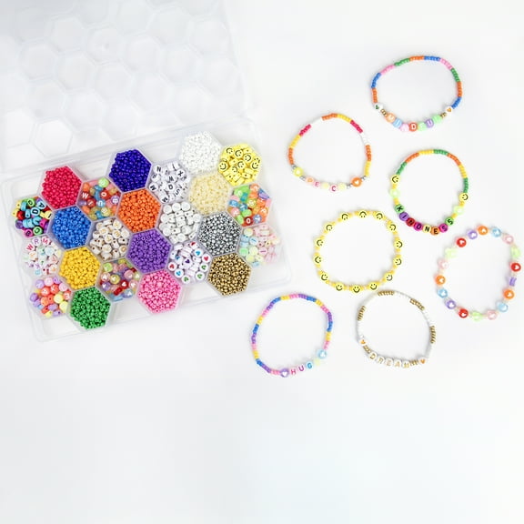 Cousin DIY 1563-Piece Bracelet Making Kit with Seed, Letter, Heart & Smiley Beads