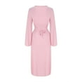 thumbnail image 5 of XVJRHAK Women Elegant Bodycon Dress Crew Neck Long Dress Elegant Long Sleeve Ribbed Bodycon Maxi Dresses (Pink,M), 5 of 8