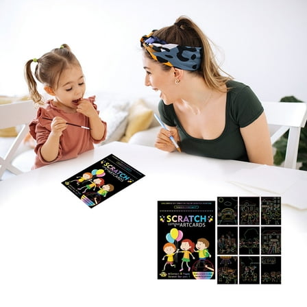 Viflosae Kid Toys 8-10 Holiday Food Gifts 5 Year Boy Christmas Gift Ideas Scratch Paper Art, Colorful Drawing Art with 1 Scratch Pen for Birthday Christmas Party s Kits