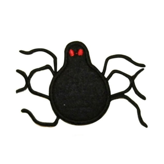 ID 0920B Black Spider Red Eyes Patch Halloween Embroidered Iron On Applique