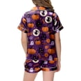 thumbnail image 5 of NIEWTR Girls Pajamas Halloween Cartoon Print Short Sleeve Lapel Cute Top and Shorts Pjs for Kids Breathable Soft Fashion Nightwear Casual Daily Wear, 5 of 5