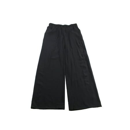 Inc International Concepts Deep Black Pull-On Wide-Leg Pants M