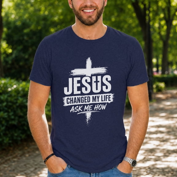 Jollimate Jesus Changed My Life Shirt, Men's Jesus Tee, Religious Gift For Him, Faith Gift