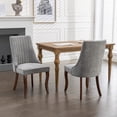 thumbnail image 3 of PORKISS Upholstered Dining Chairs Set of 2, Linen Dining Room Chair with Curved Solid Wood Legs, Modern Accent Chair for Kitchen, Gray, 3 of 13