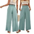 thumbnail image 3 of Zoeecloth Womens Solid Color Slacks Pants Spring/Summer Trousers High Waisted Wide Leg Drawstring Casual Loose Pants Trousers with Pockets S-XL, 3 of 9