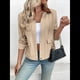 thumbnail image 4 of Chaquetas Ligeras para Mujer, con Solapa y Cremallera , Abrigos Casuales de Larga con Bolsillos. Caqui S, 4 of 10