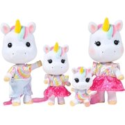 Sunny Days Entertainment Honey Bee Acres Rainbow Ridge Daydreamers Unicorn Family 4 Miniature Flocked Dolls | Small Fantasy Collectible Figures | Pretend Play Toys for Kids