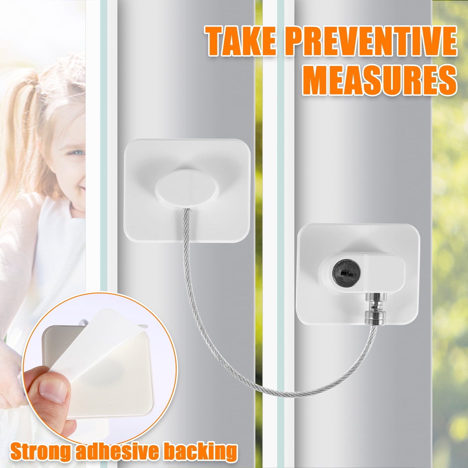 12Pcs Window Restrictor Sturdy Door Restrictor Lock Window Safety Lock Enduring Childproof Security Lock with Key Baby Window Lock Cable Stop Children Falling for Home Window Drawer